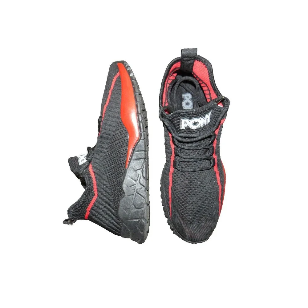 Pony PP1 Rocky Knit Lace Up Mesh Trainer Sneakers Mens Shoes Black Red 8.5